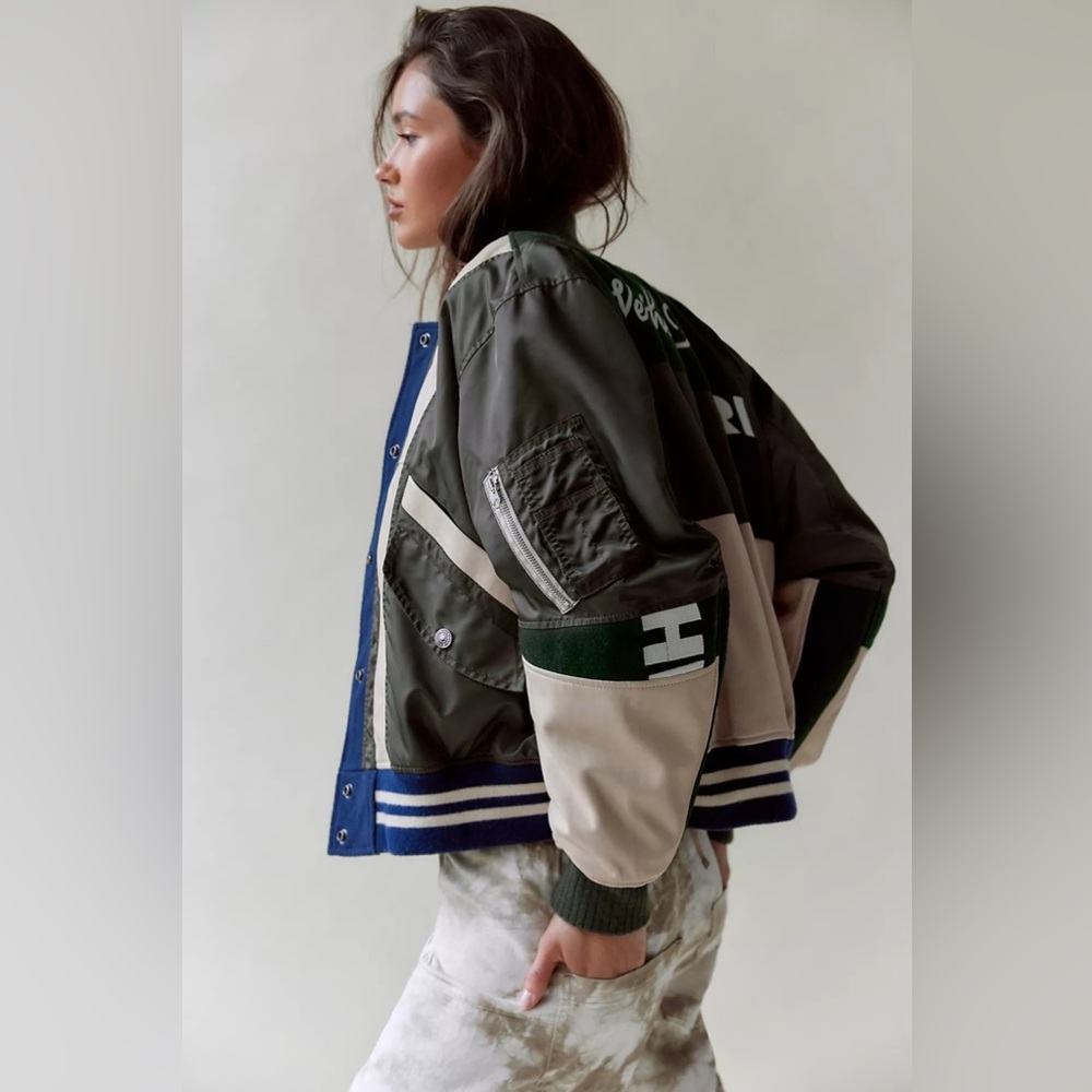 NWT Free People Triple Kick Novelty Bomber Jacket